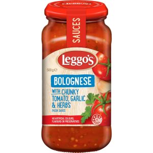 Leggo's Bolognese with Chunky Tomato Garlic & Herbs Pasta Sauce 500g